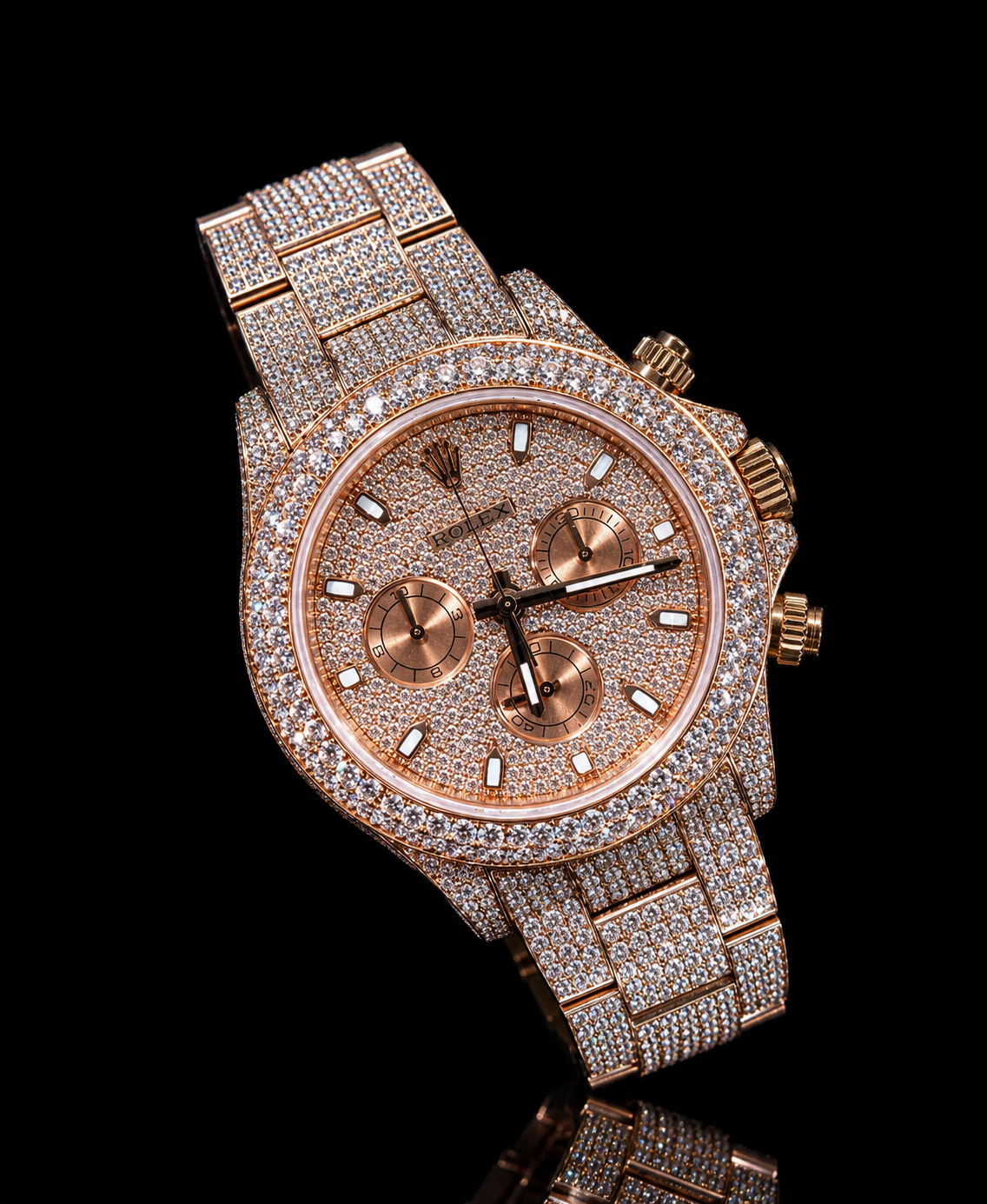 Rolex Rose Gold Moissanite 22MM