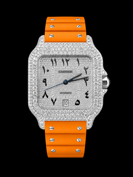 Cartier Santos Orange Bustdown XL Arabic Numbers Watch